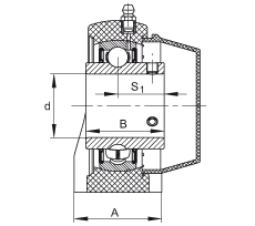 直立式軸承座單元 RASEY50-TV-VA, 塑料軸承座，內(nèi)圈帶平頭螺釘?shù)耐馇蛎媲蜉S承，耐腐蝕設計，R密封