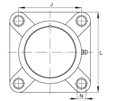 軸承座單元 RCJY45-TV-VA, 四孔塑料軸承座，內(nèi)圈帶平頭螺釘?shù)耐馇蛎媲蜉S承，耐腐蝕設(shè)計(jì)，R 型密封