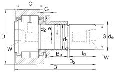 螺栓型滾輪 NUKRE35, 軸向引導，滿裝圓柱滾子，帶偏心擋圈，兩側迷宮密封
