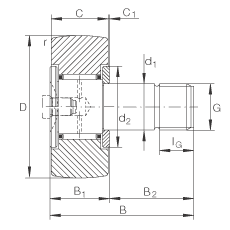 螺栓型滾輪 KR19, 軸向引導，兩側(cè)間隙密封
