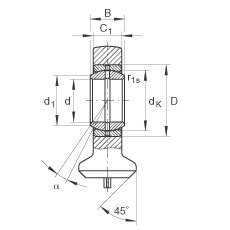 液壓桿端軸承 GK12-DO, 根據(jù) DIN ISO 12 240 標(biāo)準(zhǔn)，帶焊接面，需維護(hù)
