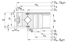 交叉滾子軸承 XI120288-N, 有內(nèi)齒，兩側(cè)唇密封