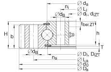 四點(diǎn)接觸球軸承 VA160235-N, 有外齒，兩側(cè)唇密封