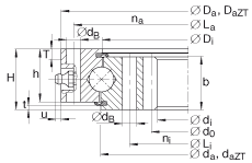 四點(diǎn)接觸球軸承 VI160288-N, 有內(nèi)齒，兩側(cè)唇密封