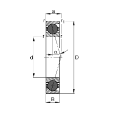 主軸軸承 HCB7001-C-T-P4S, 調(diào)節(jié)，成對或單元安裝，接觸角 α = 15°，陶瓷球，限制公差