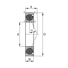 主軸軸承 HCB7226-E-T-P4S, 調節(jié)，成對或單元安裝，接觸角 α = 25°，陶瓷球，限制公差