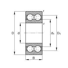 深溝球軸承 4203-B-TVH, 根據(jù) DIN 625-3 標(biāo)準(zhǔn)的主要尺寸，雙列