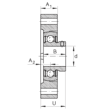 軸承座單元 FLCTEY35, 帶兩個(gè)螺栓孔的法蘭的軸承座單元，鑄鐵， 內(nèi)圈帶平頭螺釘， P 型密封，無再潤(rùn)滑結(jié)構(gòu)