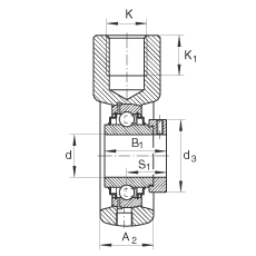 吊裝式軸承座單元 RHE30, 鑄鐵軸承座，帶偏心鎖圈的外球面球軸承，R 密封
