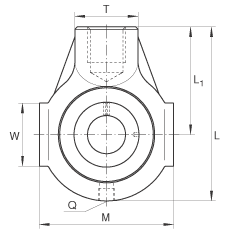 吊裝式軸承座單元 THE35, 鑄鐵軸承座，帶偏心鎖圈的外球面球軸承，T 型密封