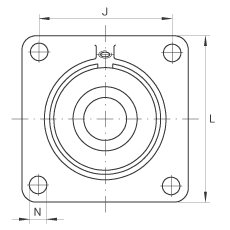 軸承座單元 PCCJ40, 帶四個螺栓孔的法蘭的軸承座單元，鑄鐵，雙列角接觸球軸承，P 型密封