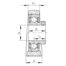 直立式軸承座單元 PSHEY25-N, 鑄鐵軸承座，內圈帶平頭螺釘?shù)耐馇蛎媲蜉S承，P 型密封