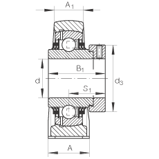 直立式軸承座單元 TSHE40-N, 鑄鐵軸承座，帶偏心鎖圈的外球面球軸承，T 型密封