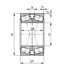 圓錐滾子軸承 32036-X-N11CA, 根據(jù) DIN ISO 355 / DIN 720 標(biāo)準(zhǔn)的主要尺寸，可分離，X型成對布置，有軸向內(nèi)部游隙
